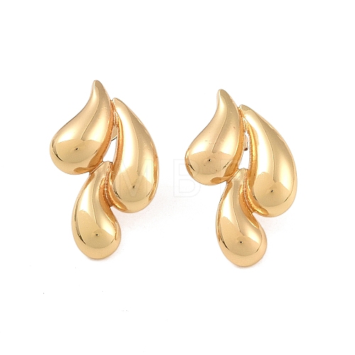 Teardrop 304 Stainless Steel Stud Earrings for Women EJEW-K278-29G-1