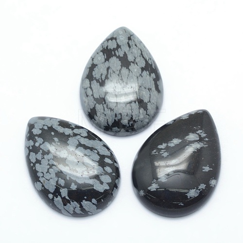 Natural Snowflake Obsidian Cabochons X-G-P393-G11-1