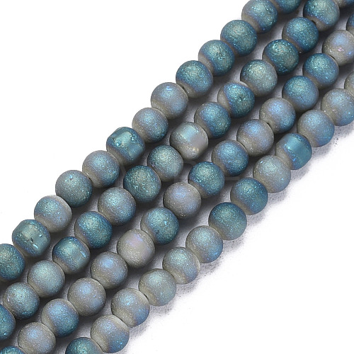 Electroplate Frosted Glass Beads Strands EGLA-N006-036B-1