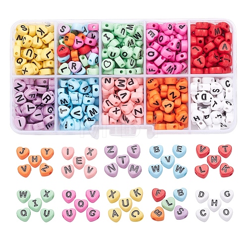 500Pcs 10 Colors Opaque Acrylic Enamel Beads MACR-YW0001-48-1