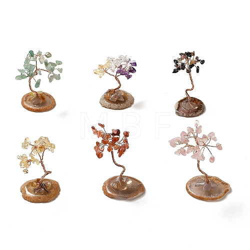 Natural Gemstone Chips Tree Display Decorations DJEW-C003-01-1