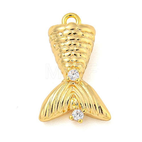 Brass with Clear Cubic Zirconia Pendants KK-G508-01B-G-1