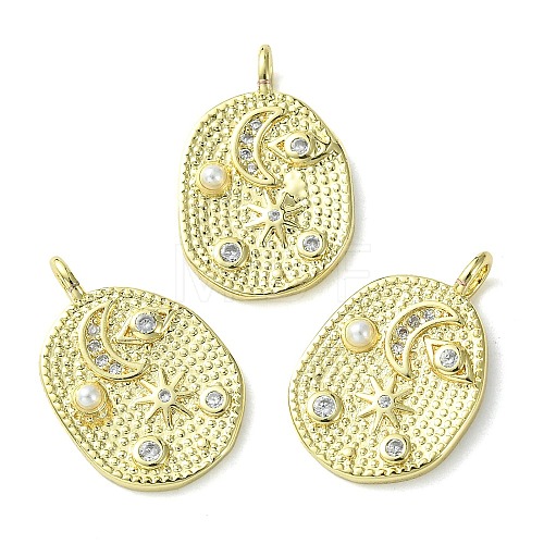 Rack Plating Brass Micro Pave Cubic Zirconia Pendants KK-K332-07G-1