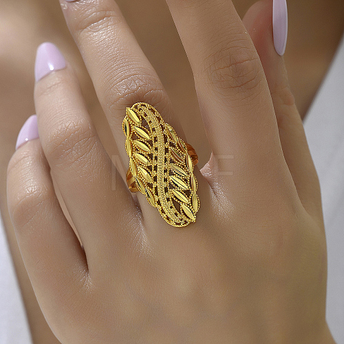Gold Plated Fashion Wheat Lucky Ring Hollow Wedding Jewelry for Women. ZE1241-1