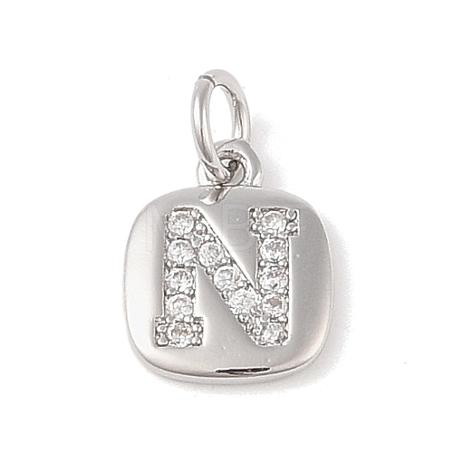 Rack Plating Brass Micro Pave CLear Cubic Zirconia Charms KK-E110-14P-N-1