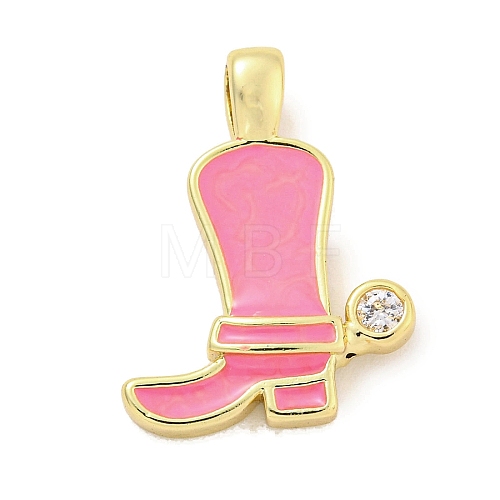 Brass with Cubic Zirconia with Enamel Pendant KK-Q814-22G-01-1