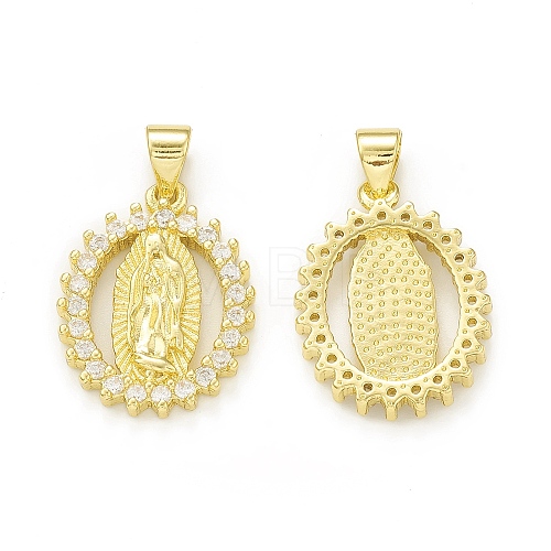 Rack Plating Eco-Friendly Brass Micro Pave Clear Cubic Zirconia Pendants KK-C011-01G-1