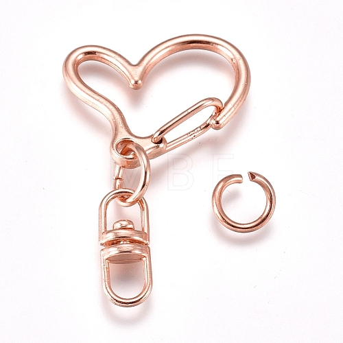 Alloy Heart Lobster Clasps KEYC-WH0016-36RG-1