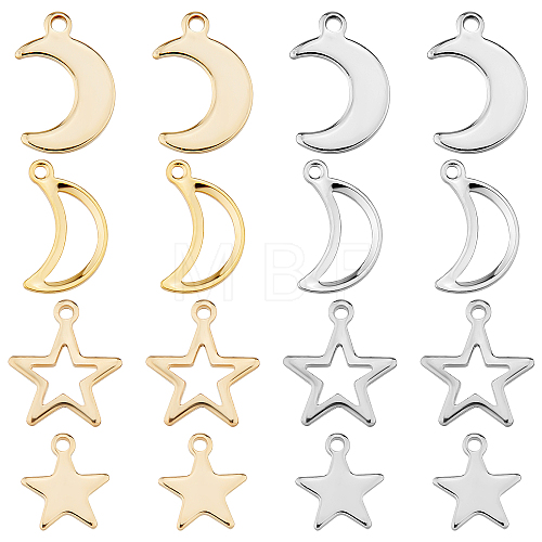 160Pcs 8 Style 304 Stainless Steel Charms STAS-SC0004-04-1