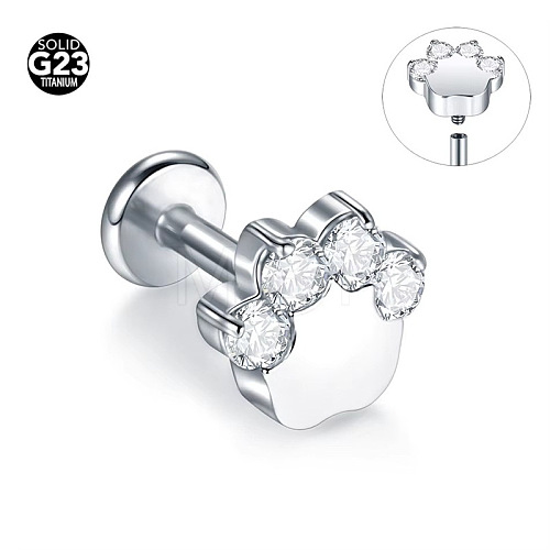 G23 Titanium Micro Pave Clear Cubic Zirconia Cartilage Earrings WG0DE3D-14-1