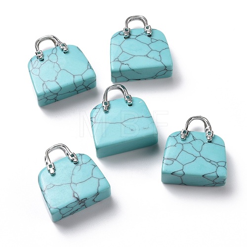 Synthetic Turquoise Brass Pendants KK-E274-01P-07-1