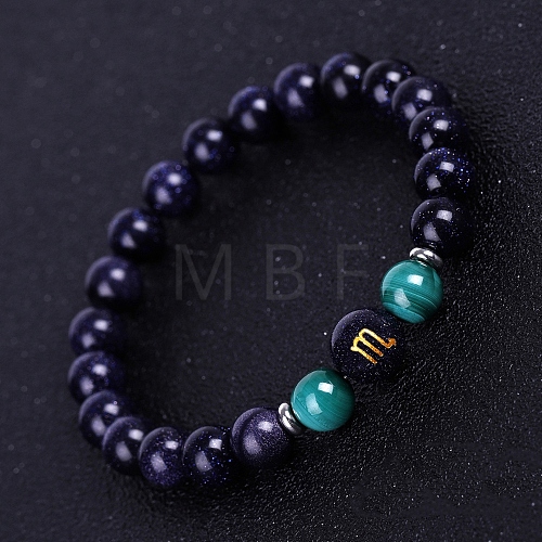 Synthetic Malachite Beaded Stretch Bracelets PW-WG74486-09-1