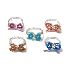 Bowknot Glass Braided Beaded Finger Rings for Women RJEW-MZ00017-1