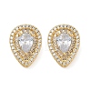 Brass Micro Pave Clear Cubic Zirconia Clip-on Earrings EJEW-H154-11A-G-4