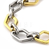 201 Stainless Steel Rhombus Links Chain Necklace NJEW-F22-39N-GP-3