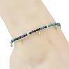 Natural Apatite & Kyanite Faceted Round and Pearl Beaded Anklets AJEW-AN00872-01-2