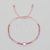 Bohemian Style Glass Seed Bead & Imitation Pearl Beads Braided Bead Bracelets JJ7327-2-1