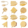 10Pcs 5 Styles 304 Stainless Steel & Brass  Cuff Earrings EJEW-HS0001-44B-1