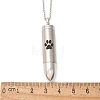 304 Stainless Steel Paw Print Bullet Shape Pet Memorial Keepsake Urn Ashes Pendant Necklaces NJEW-P326-03P-5