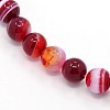 Round Dyed Natural Striped Agate/Banded Agate Beads Strands X-G-G582-8mm-21-1