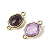 Natural Amethyst Faceted Oval Connector Charms G-I382-04G-05-2