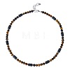 6MM Round Natural Tiger Eye and Column Natural Lava Rock Beaded Necklaces for Women Men LS-LV4865-4-1