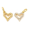 Rack Plating Brass Micro Pave Clear Cubic Zirconia Heart Charms KK-Z026-16G-1