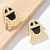 Brass ABS Imitation Pearl Stud Earrings EJEW-B132-02G-3