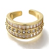 Rack Plating Brass Clear Cubic Zirconia Wide Open Cuff Rings RJEW-S411-20G-2