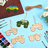 36Pcs 6 Styles Car Unfinished Blank Wooden Pendants Set for Painting Arts AJEW-WH0752-598-2