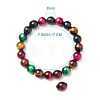 SUNNYCLUE Natural Tiger Eye Round Beads Stretch Bracelets BJEW-PH0001-8mm-09-3