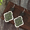 Bohemian Printed Wood & Zinc Alloy Dangle Earrings WG40C0F-01-3