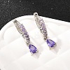 Brass Micro Pave Cubic Zirconia Hoop Dangle Earrings KK-Z166-13P-01-3