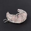 Natural Rose Quartz Chip Copper Wire Wrapped Big Pendants G-F733-03F-4