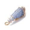 5Pcs 5 Styles Electroplated Natural Quartz Crystal Copper Wire Wrapped Pendants PALLOY-JF03430-5