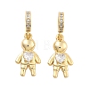 Brass Pave Clear Cubic Zirconia European Dangle Charm KK-U009-08A-G-1