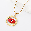304 Stainless Steel Enamel Evil Eye Pendant Necklaces for Men Women BP5745-2-1
