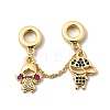 Brass Micro Pave Colorful Cubic Zirconia European Dangle Charms KK-A296-40G-1
