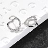 Heart Brass Micro Pave Cubic Zirconia Ear Studs EJEW-D304-40P-1