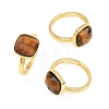 Natural Tiger Eye Finger Rings with Brass Findings G-H353-04G-01-5