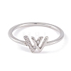 304 Stainless Steel Letter W Finger Ring for Women RJEW-C086-07-P-2