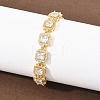 Square Brass Micro Pave Clear Cubic Zirconia and Glass Link Chain Bracelets BJEW-T025-04G-03-5