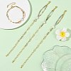 Faceted Natural Mixed Gemstone Beaded & Brass Paperclip Chain Bracelets with Natural Pearl for Women BJEW-JB14324-1