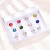 304 Stainless Steel with Glass Cuff Rings for Women RJEW-K309-41B-2