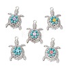 Synthetic Turquoise & Acrylic Beaded Flower Sea Animal Pendants PALLOY-JF03830-1