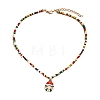 Christmas Alloy Enamel Pendant Colorful Glass Seed Beaded Necklaces FS-WG695D6-02-2