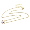 Brass Pave Cubic Zirconia Rectangle & Teardrop Pendant Cable Chain Necklaces KK-CBAB173-05G-07-4