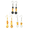 3 Pairs 3 Styles Natural Gemstone Beaded Dangle Earrings EJEW-JE07091-3