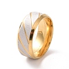 201 Stainless Steel Grooved Rhombus Finger Ring for Women RJEW-I089-45GP-1