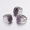 Natural Amethyst Wide Band Finger Rings X-RJEW-K224-A20-3
